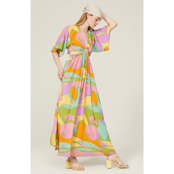 Show Me Your Mumu Dana Cutout Maxi Dress Multi Color Size XL - Picture 3 of 12
